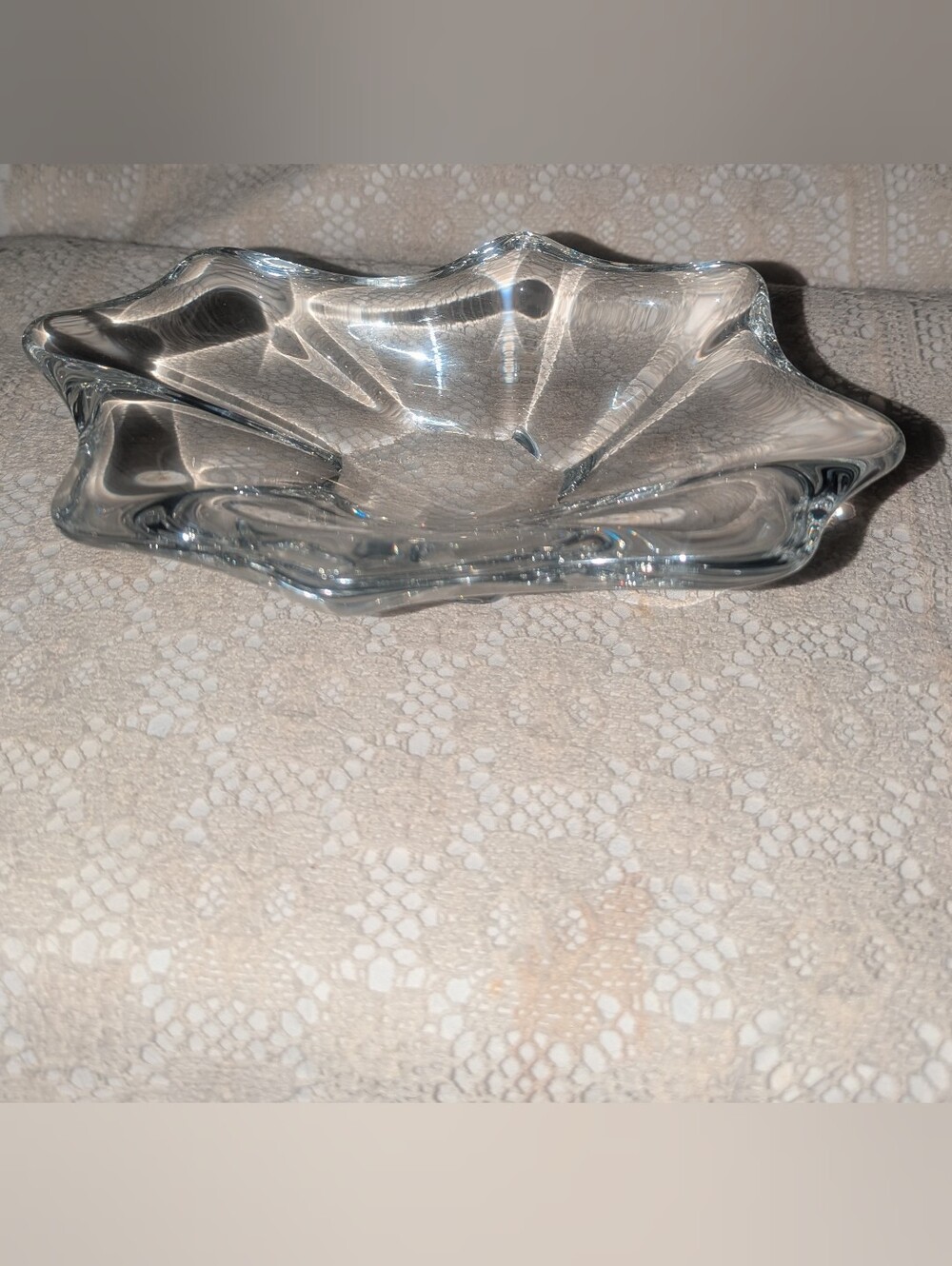 Baccarat France Signed Clear Crystal Star Splash Wave Bowl Trinket Dish